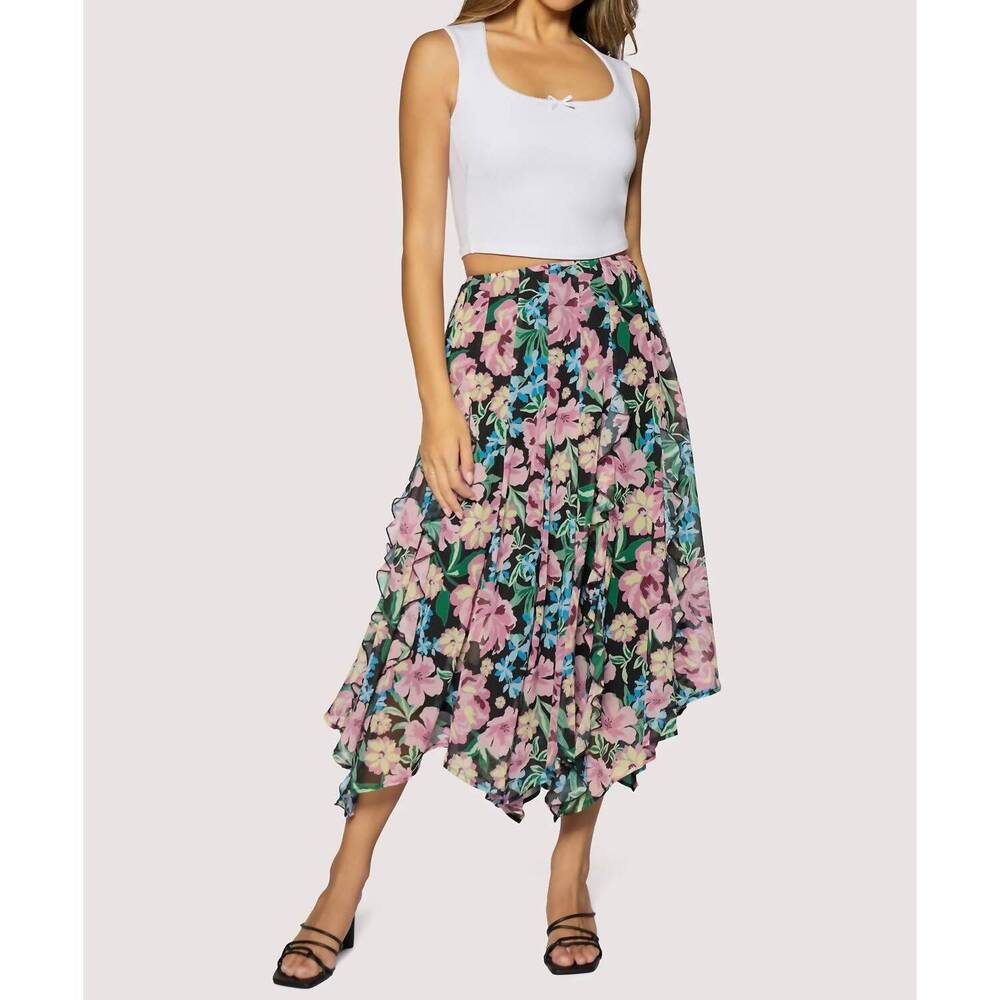 NEW LOST + WANDER camilla bloom maxi skirt in black multi floral